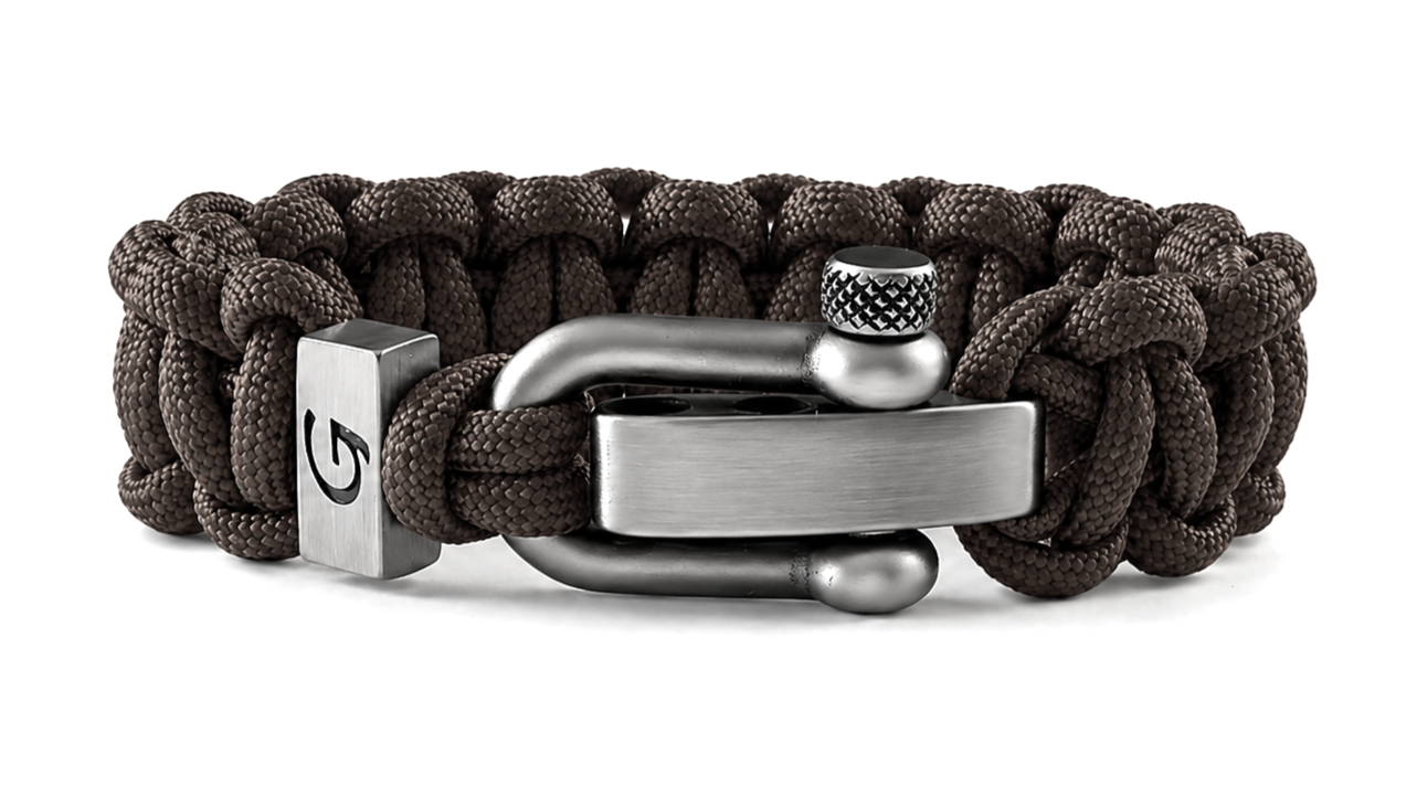 Imperative Classic D-shackle paracord armband in Acid Brown
