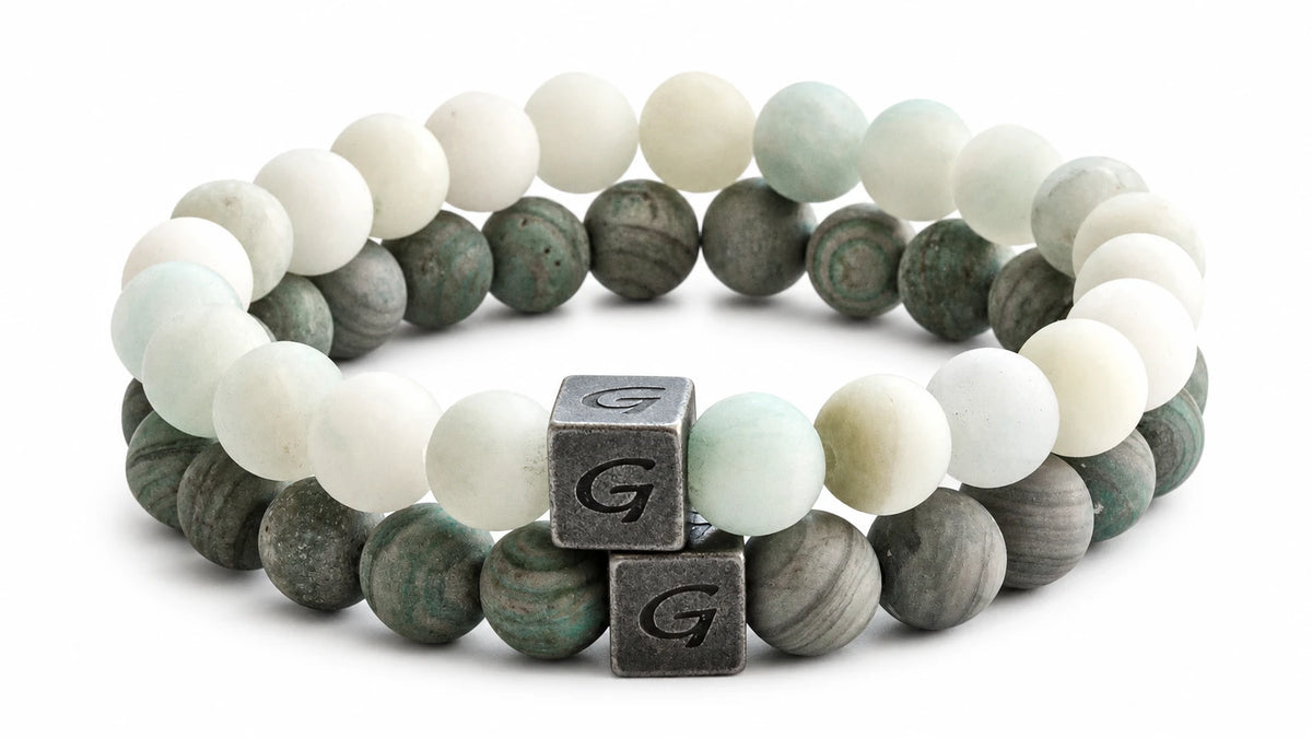 Aquamarine Combo Set natuursteen armband set met twee armbanden