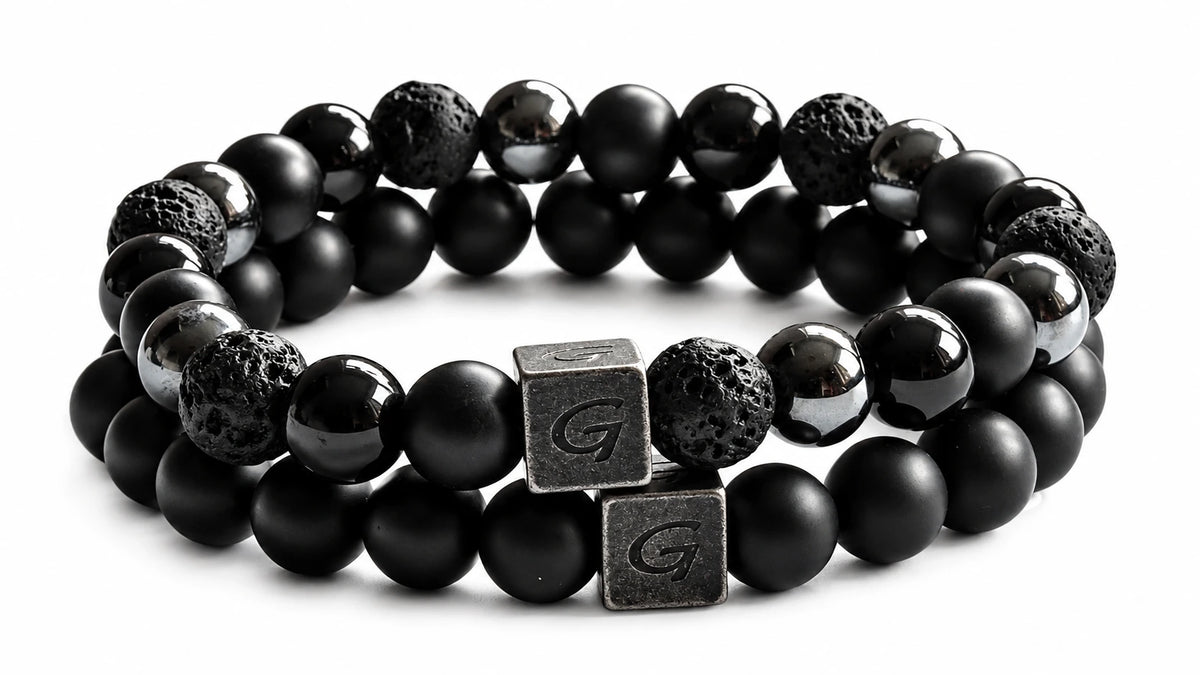 Ares Combo Set natuursteen armband set met twee armbanden