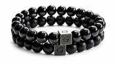 Black Combo Set natuursteen armband set met twee armbanden
