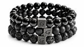 Black Triple Set natuursteen armband set met drie armbanden
