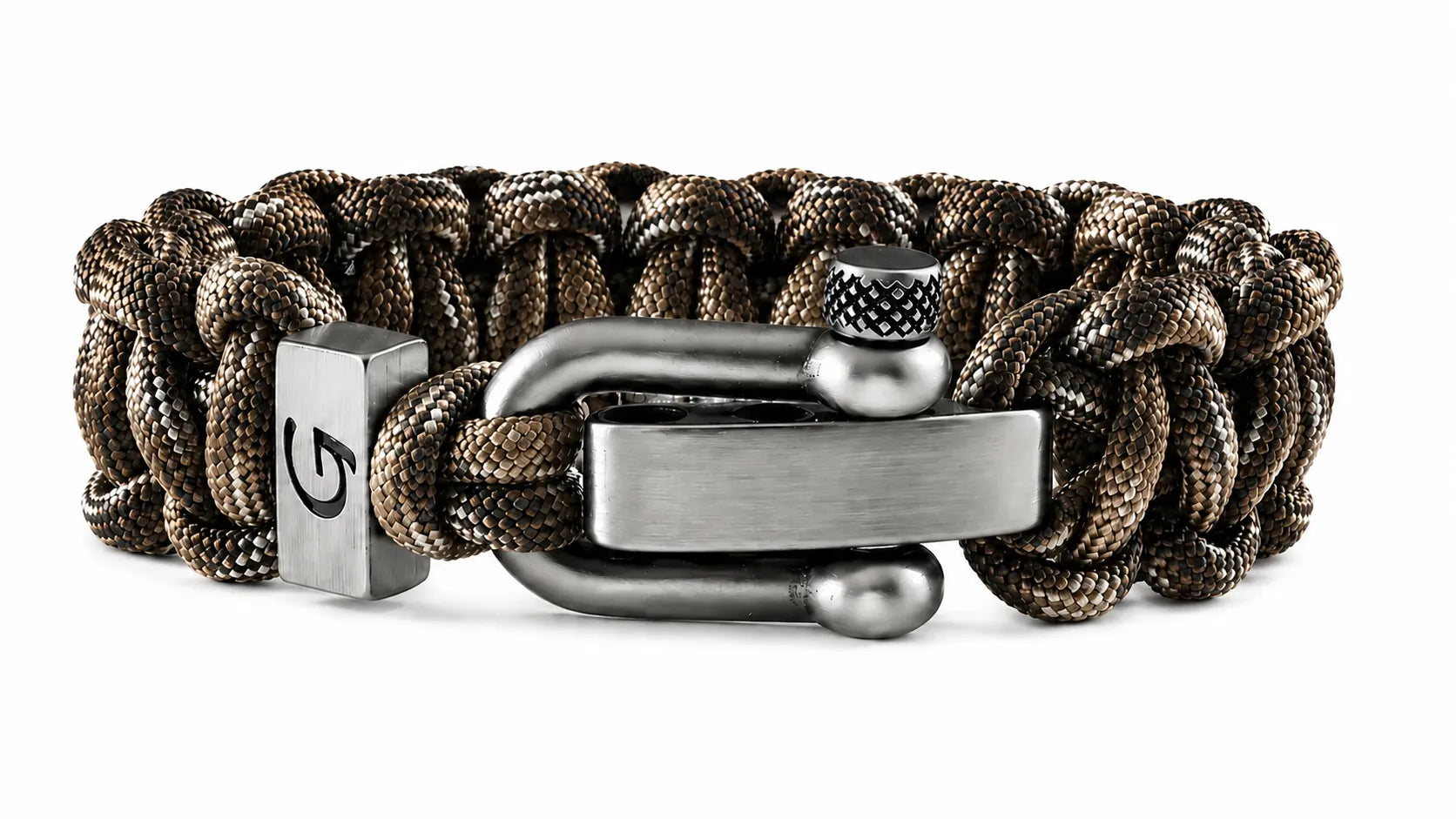 Imperative Striped D-shackle paracord armband in Brown Camo