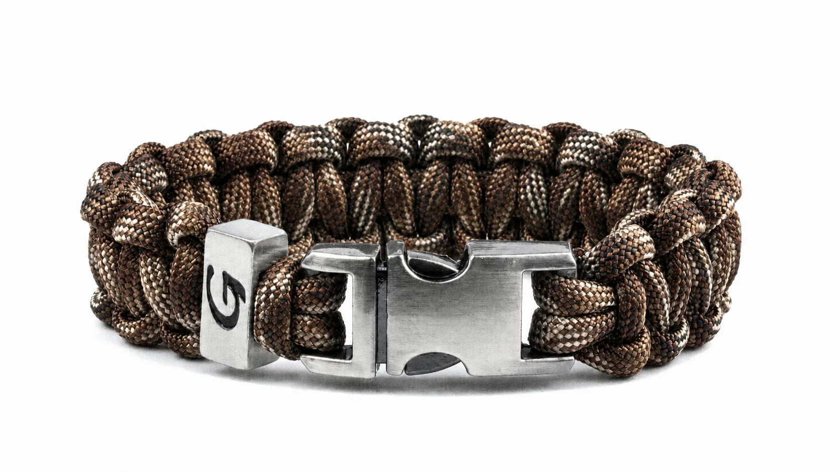Imperative Striped Buckle paracord armband in Brown Camo