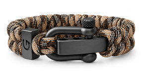 Elegance Striped D-shackle paracord armband in Brown Camo