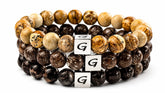 Brown Triple Set natuursteen armband set met drie armbanden