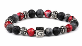 Red Velvet Silver armband met natuursteen kralen en zilverkleurige details