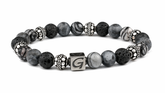 Black Passion Silver armband met natuursteen kralen en zilverkleurige details