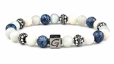Ice Blue Silver armband met natuursteen kralen en zilverkleurige details