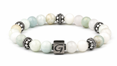 Frosted Aquamarine Silver armband met natuursteen kralen en zilverkleurige details
