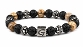 Woodstock Silver armband met natuursteen kralen en zilverkleurige details