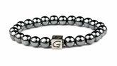 Hemitite armband met natuursteen kralen en RVS Logo
