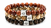 Coffee Triple Set natuursteen armband set met drie armbanden