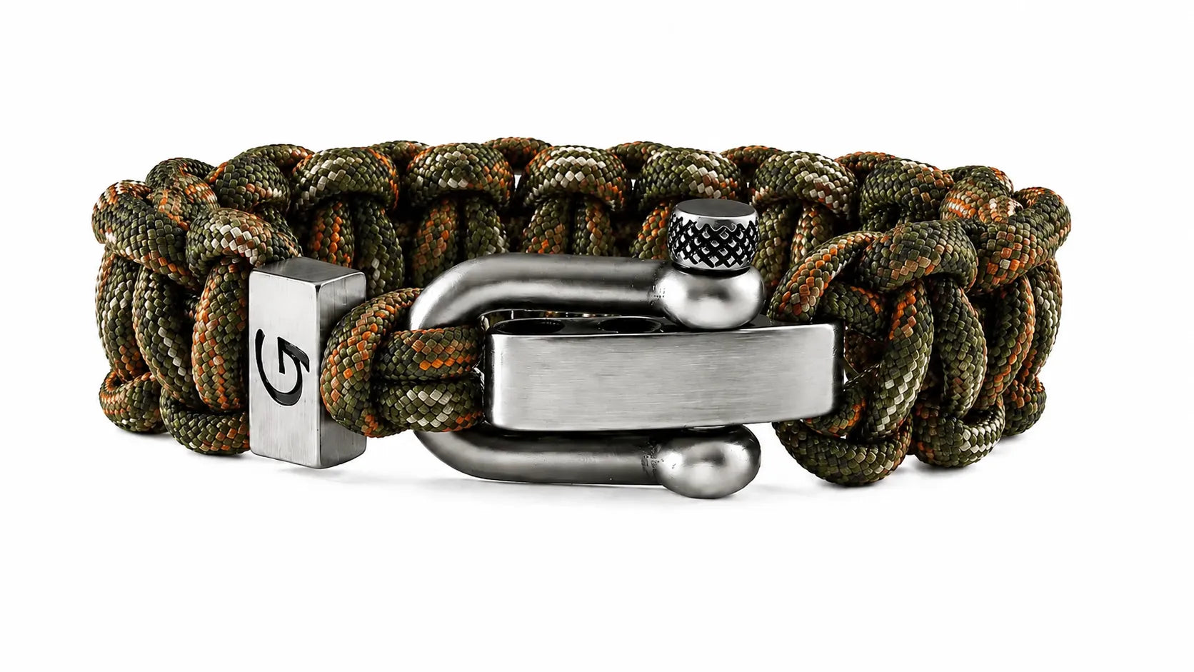 Imperative Striped D-shackle paracord armband in Fall Camo