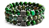 Green Triple Set natuursteen armband set met drie armbanden