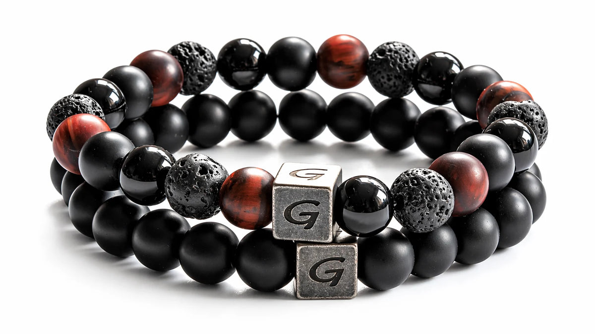 Ivar Combo Set natuursteen armband set met twee armbanden