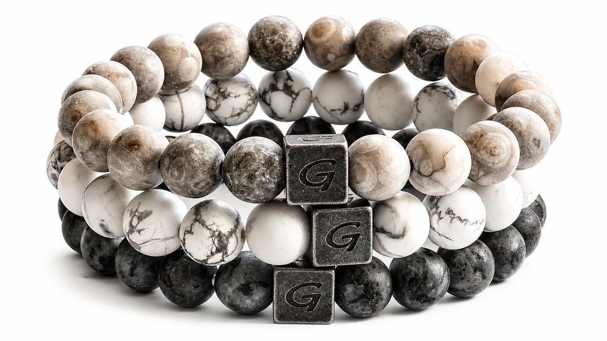 Marble Triple Set natuursteen armband set met drie armbanden