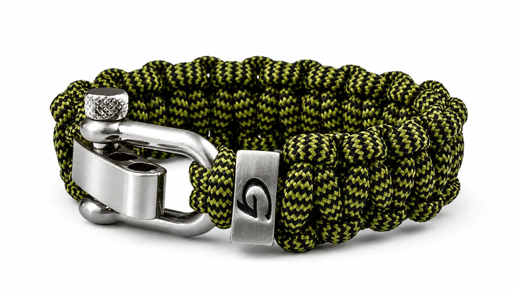 Imperative Classic D-shackle paracord armband in Moss & Black