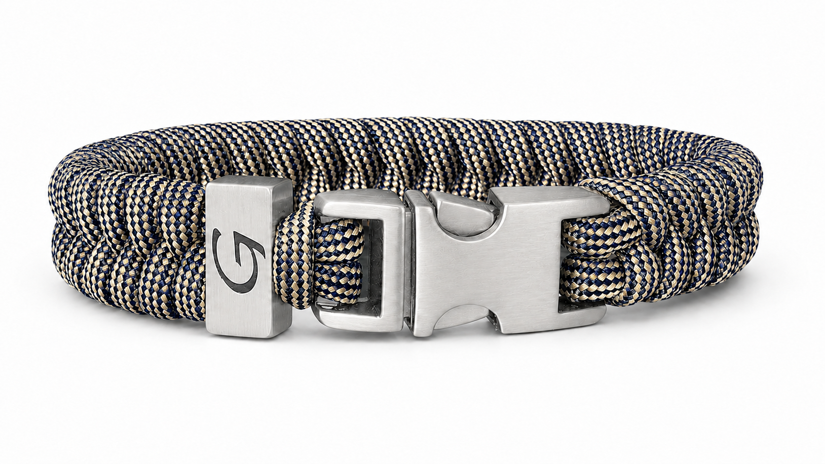 Elegance Striped Buckle paracord armband in Navy Blue & Gold