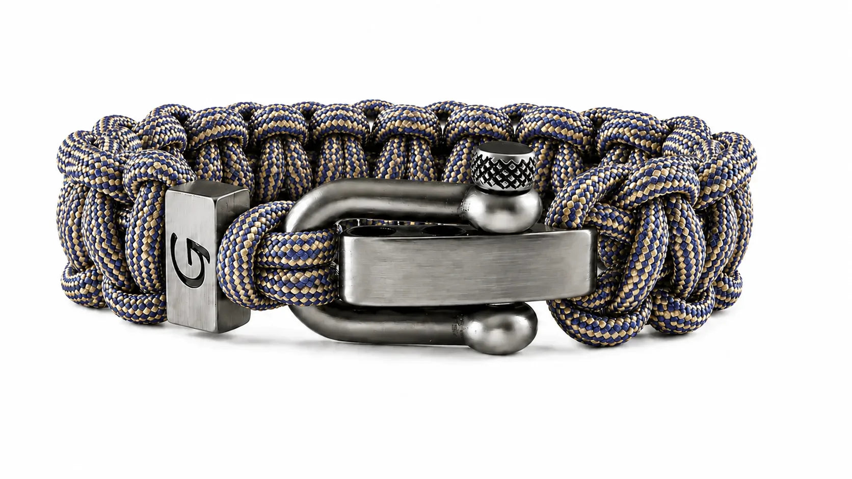 Imperative Striped D-shackle paracord armband in Navy Blue & Gold