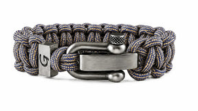 Imperative Striped D-shackle paracord armband in Navy Blue & Gold