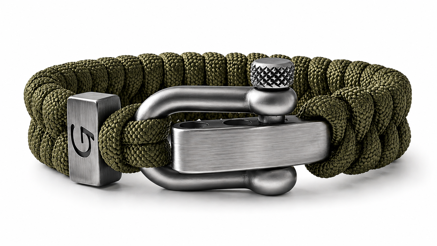 Elegance Classic D-shackle paracord armband in Olive Drab