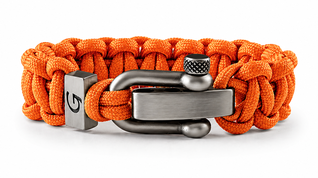 Imperative Classic D-shackle paracord armband in Orange