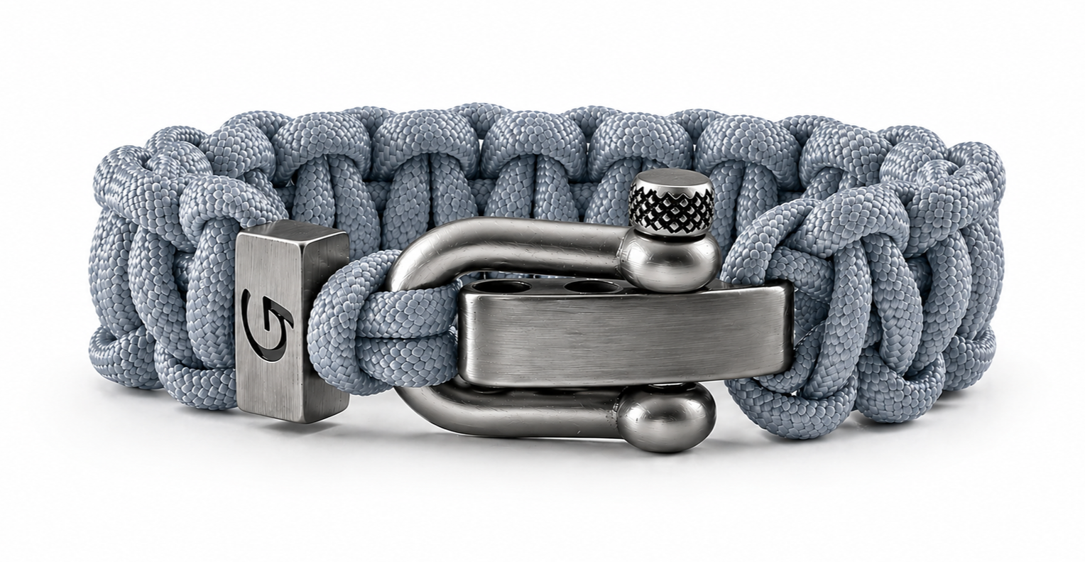 Imperative Classic D-shackle paracord armband in Purple Grey