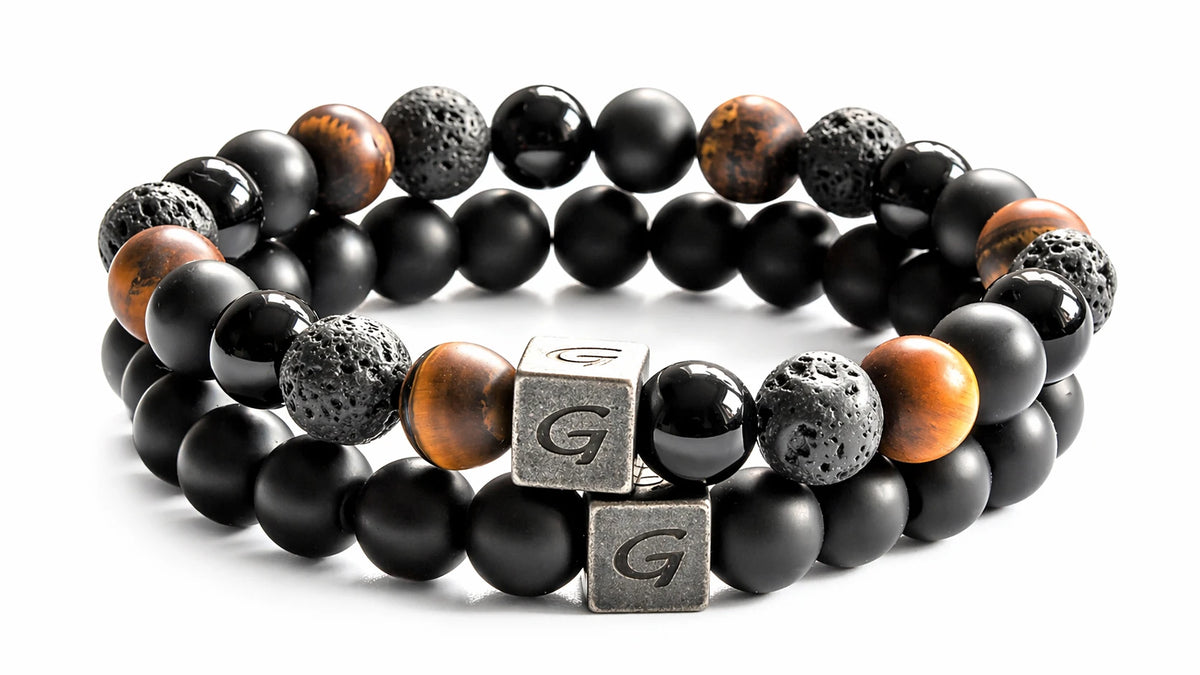 Ragnar Combo Set natuursteen armband set met twee armbanden
