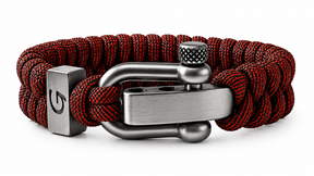 Elegance Striped D-shackle paracord armband in Red & Black