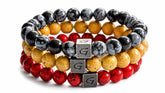 De Rode Duivels Triple Set natuursteen armband set met drie armbanden