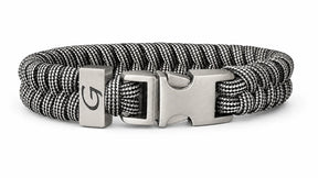 Elegance Striped Buckle paracord armband in Silver Grey & Black