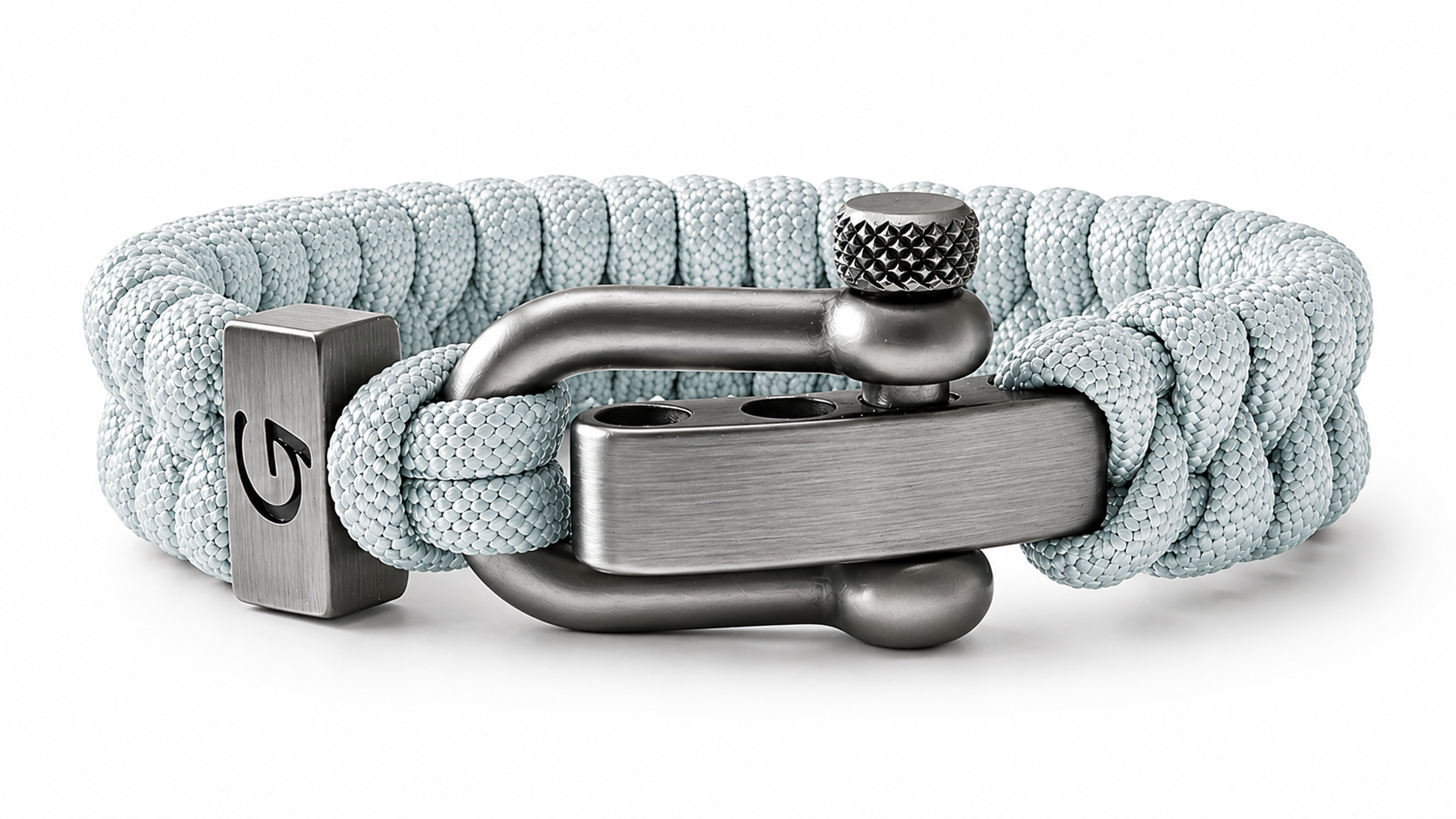 Elegance Classic D-shackle paracord armband in Silver Grey