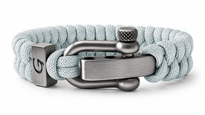 Elegance Classic D-shackle paracord armband in Silver Grey