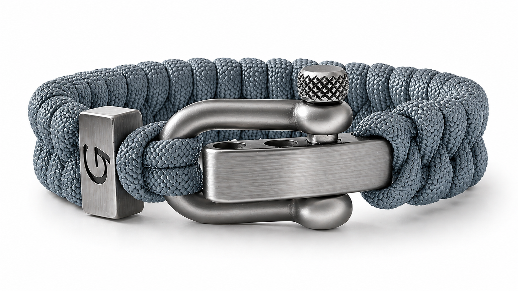 Elegance Classic D-shackle paracord armband in Smoke Grey