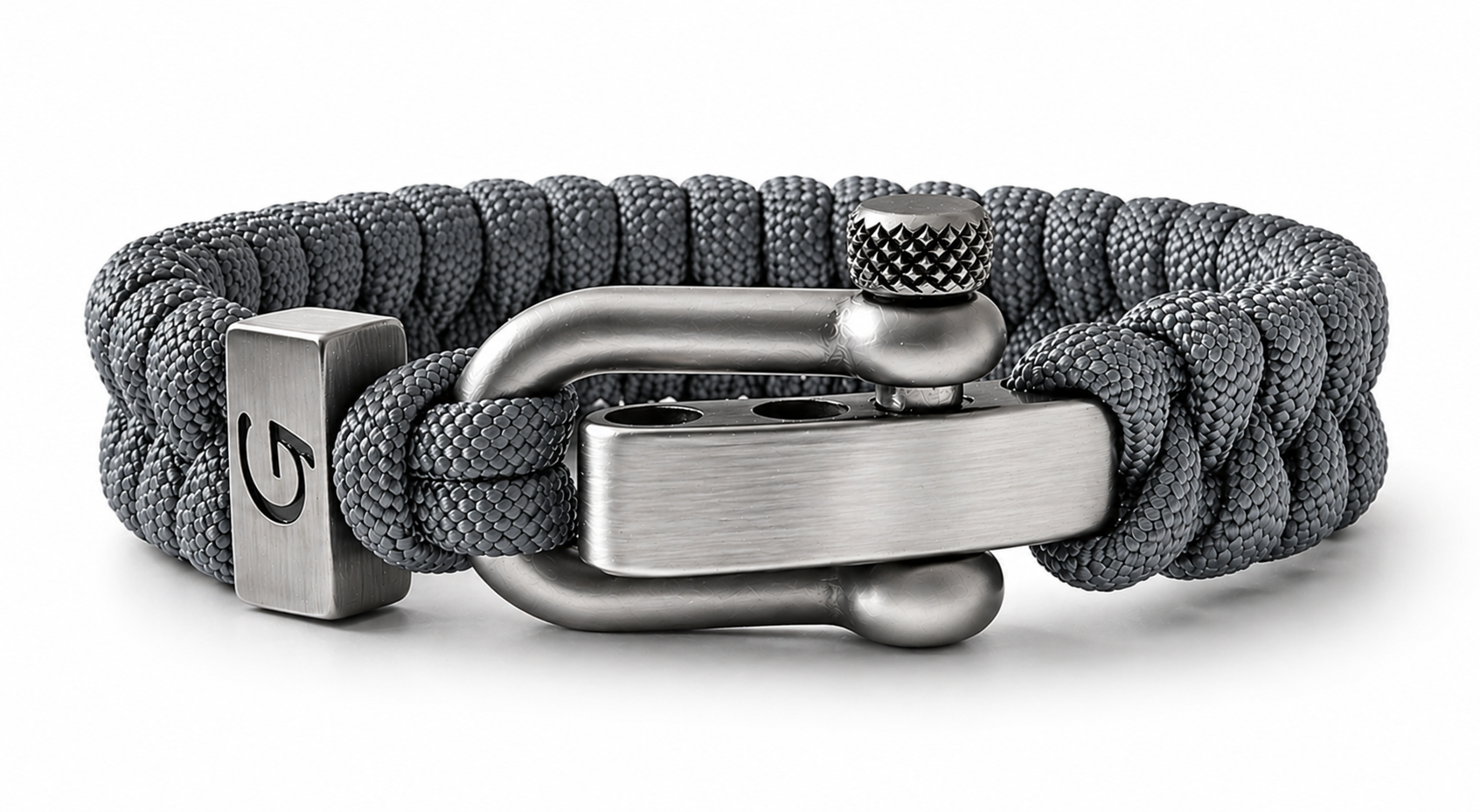 Elegance Classic D-shackle paracord armband in Steel Grey