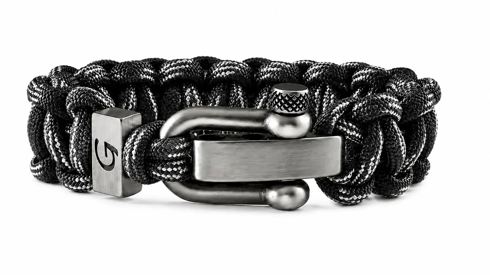 Imperative Striped D-shackle paracord armband in Touch of Grey