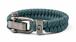 Elegance Striped D-shackle paracord armband in Turquoise & Black