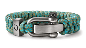 Elegance Striped D-shackle paracord armband in Turquoise & Gold
