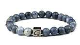 Blue Coral armband met natuursteen kralen en RVS Logo