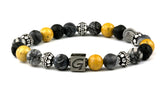 Bumble Bee Silver armband met natuursteen kralen en zilverkleurige details