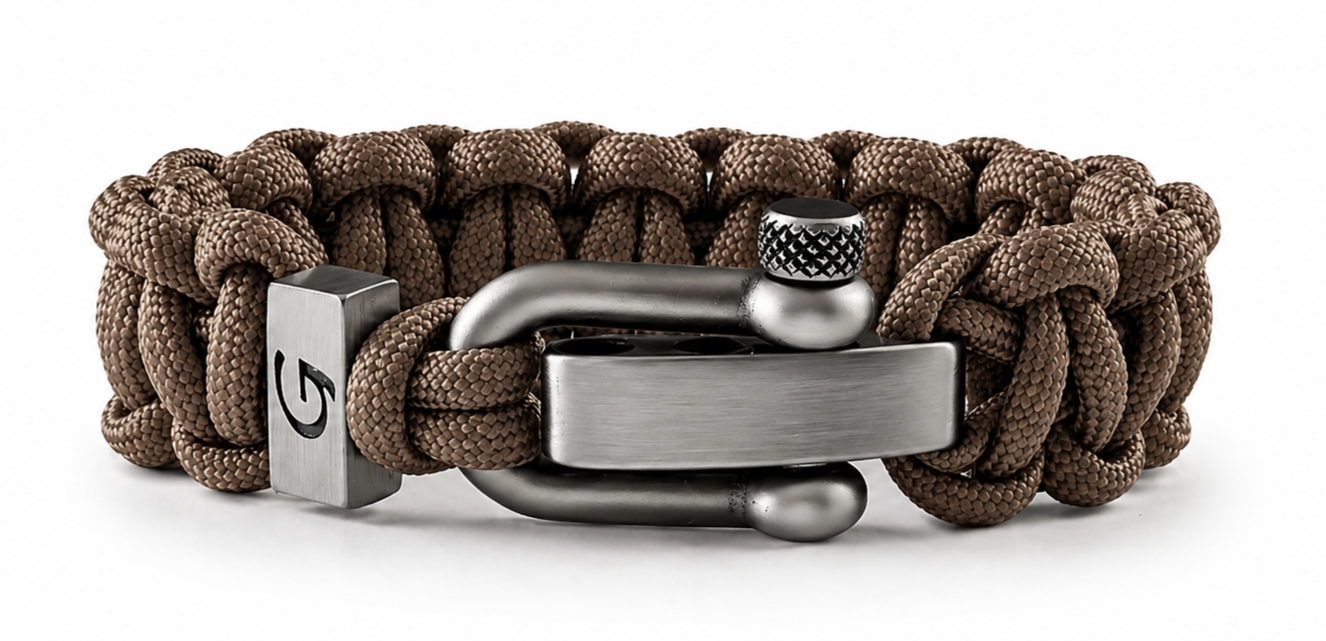 Imperative Classic D-shackle paracord armband in Branch Brown