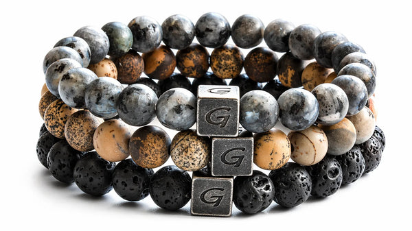 Earth Triple Set natuursteen armband set met drie armbanden