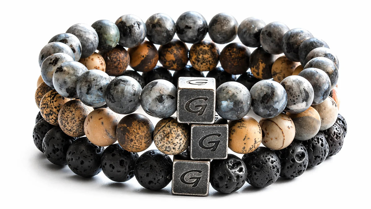 Earth Triple Set natuursteen armband set met drie armbanden