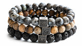 Earth Triple Set natuursteen armband set met drie armbanden