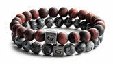 Frosted Red Tiger Combo Set natuursteen armband set met twee armbanden