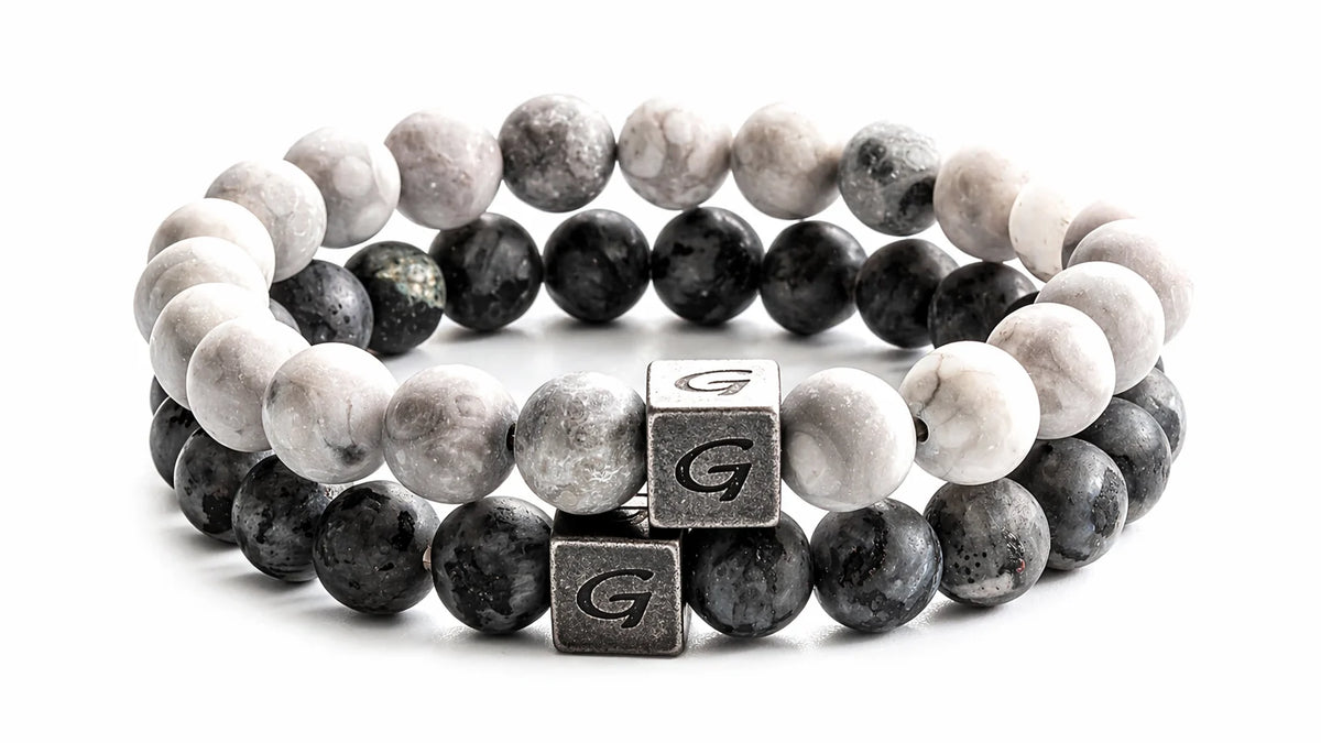 Grey Combo Set natuursteen armband set met twee armbanden