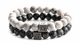 Grey Combo Set natuursteen armband set met twee armbanden
