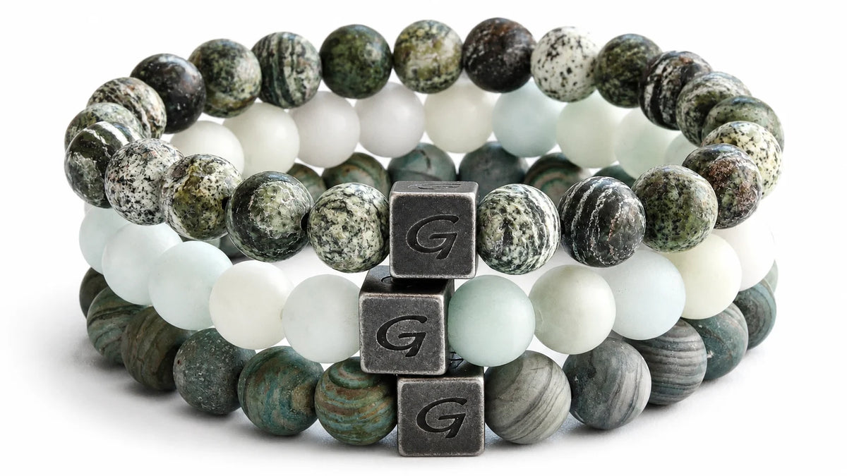 Lagoon triple Set natuursteen armband set met drie armbanden