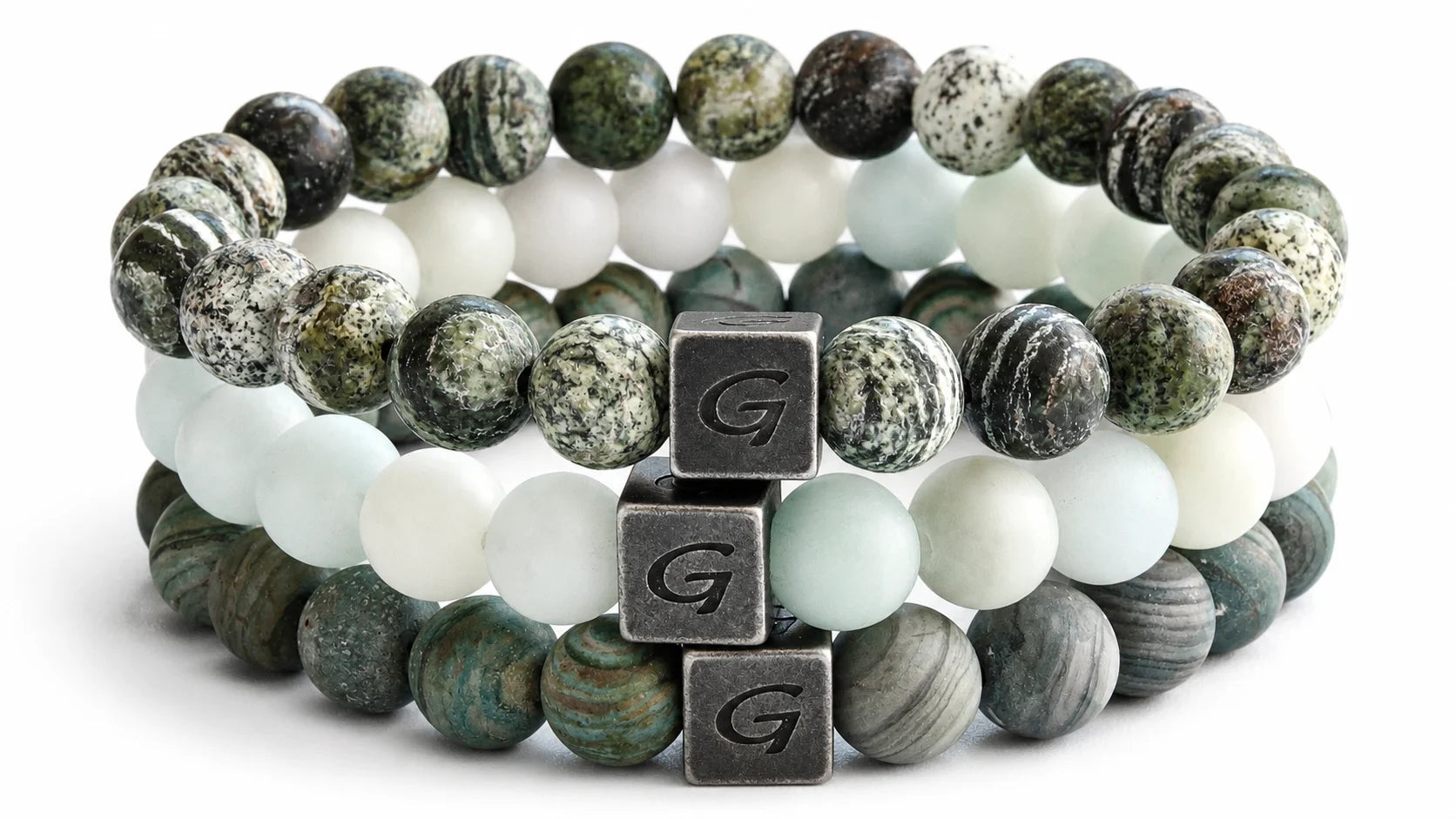 Lagoon triple Set natuursteen armband set met drie armbanden