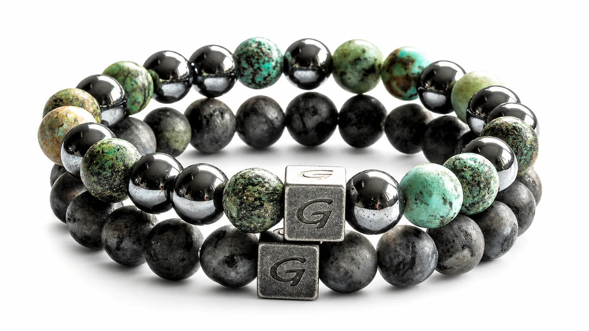 Neptune Combo Set natuursteen armband set met twee armbanden